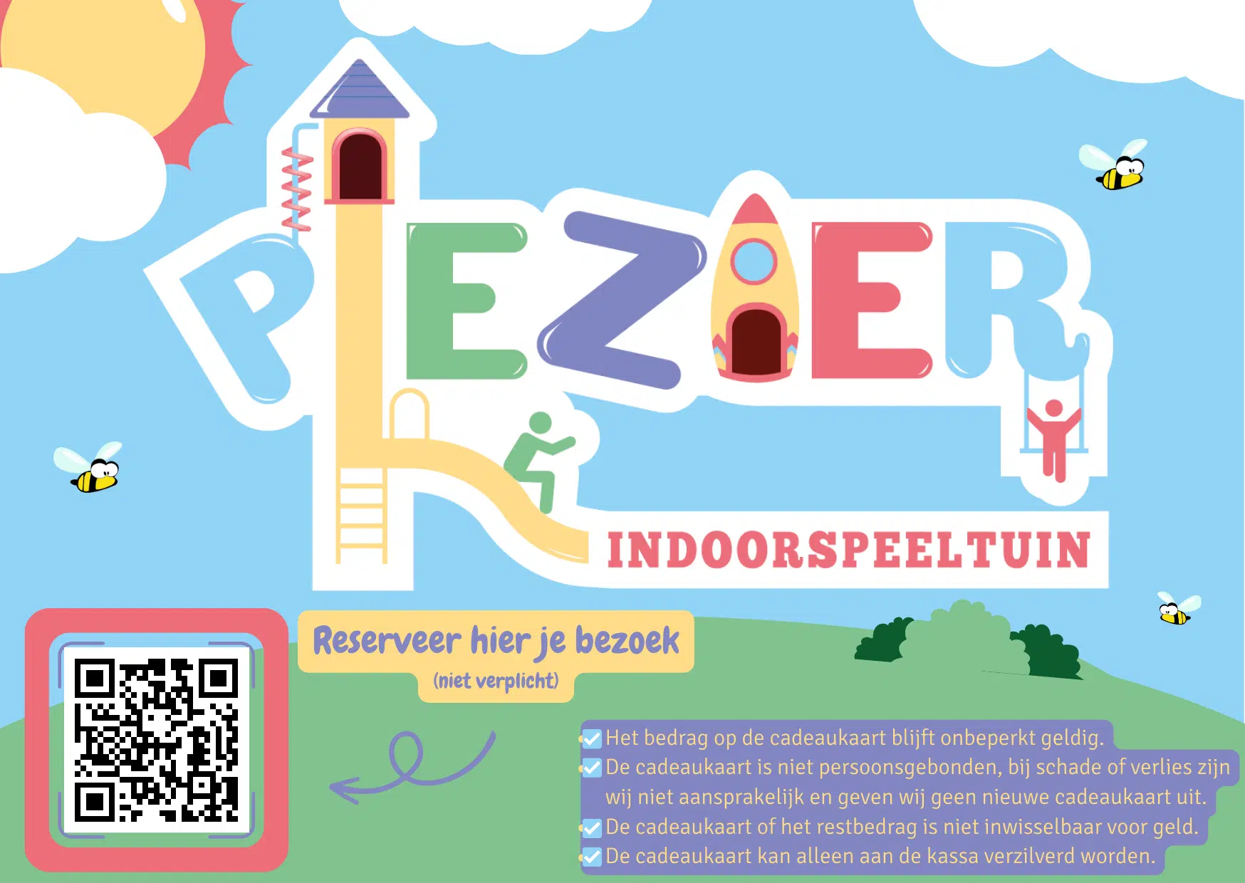 Cadeaukaart Indoorspeeltuin Plezier (achterkant)